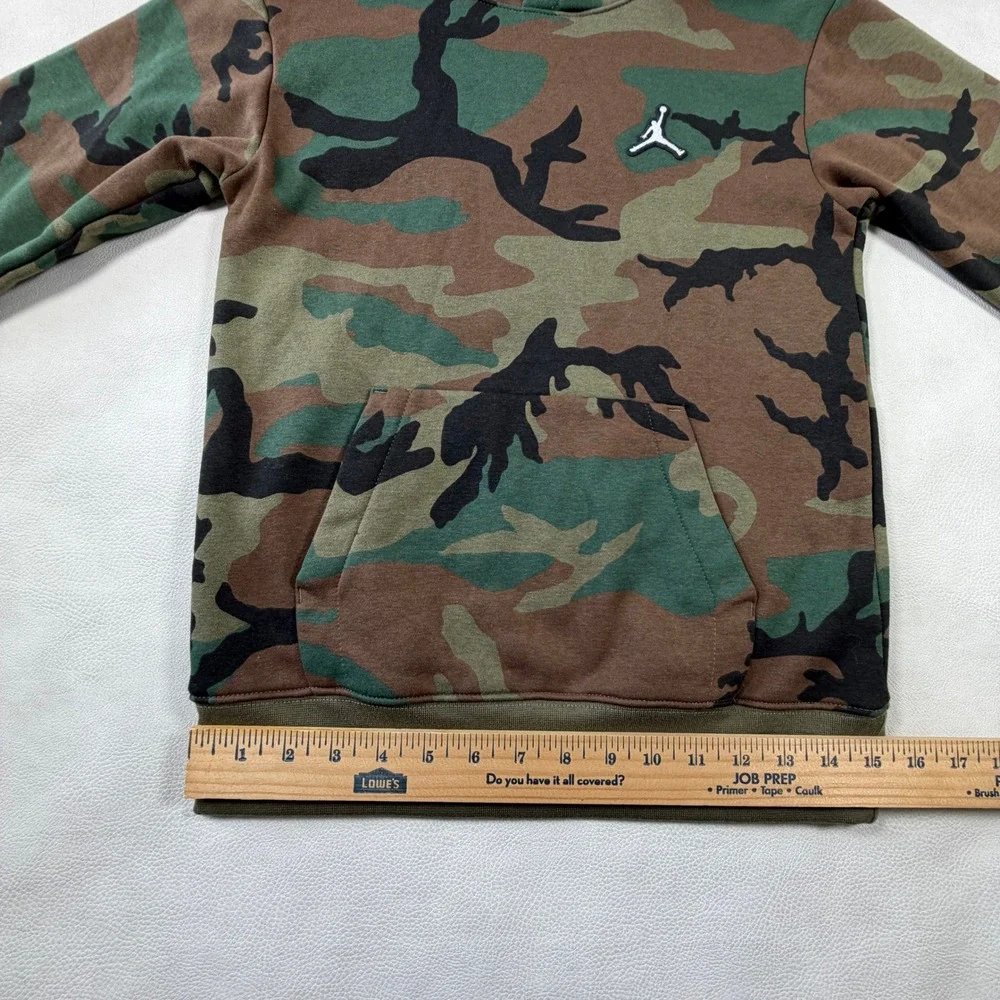 Jordan Kids Medium 10-12 Camo‎ Pullover Hoodie Green Brown Jumpman Logo Fleece
